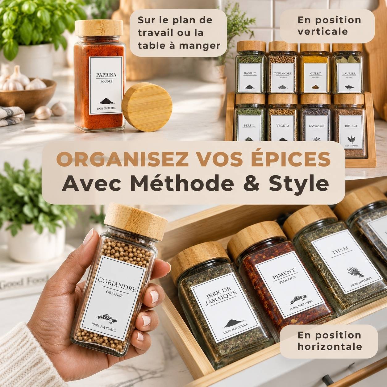24 Pots à Épices en Verre avec Étiquettes pour Organisation de Cuisine - Image 5