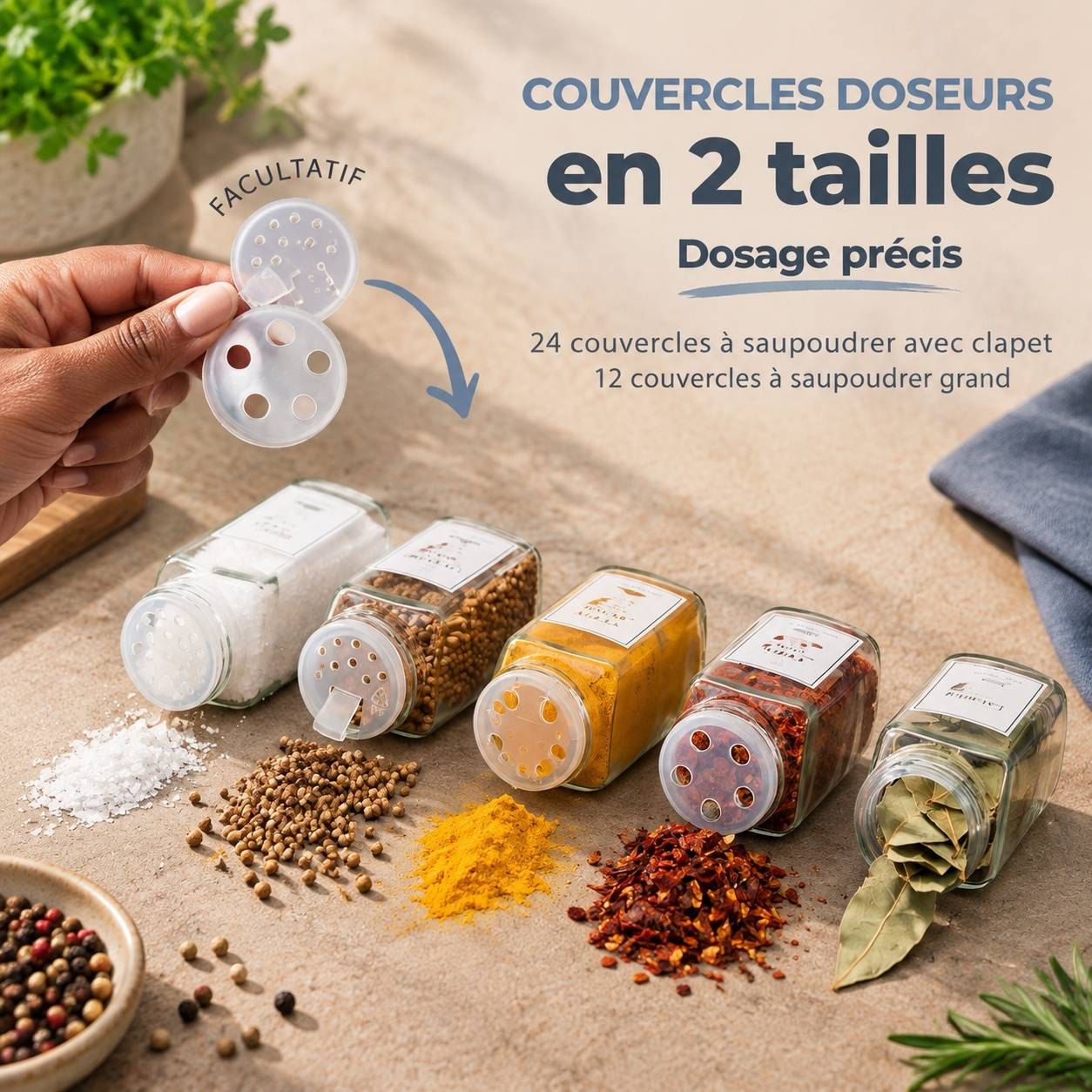 24 Pots à Épices en Verre avec Étiquettes pour Organisation de Cuisine - Image 4