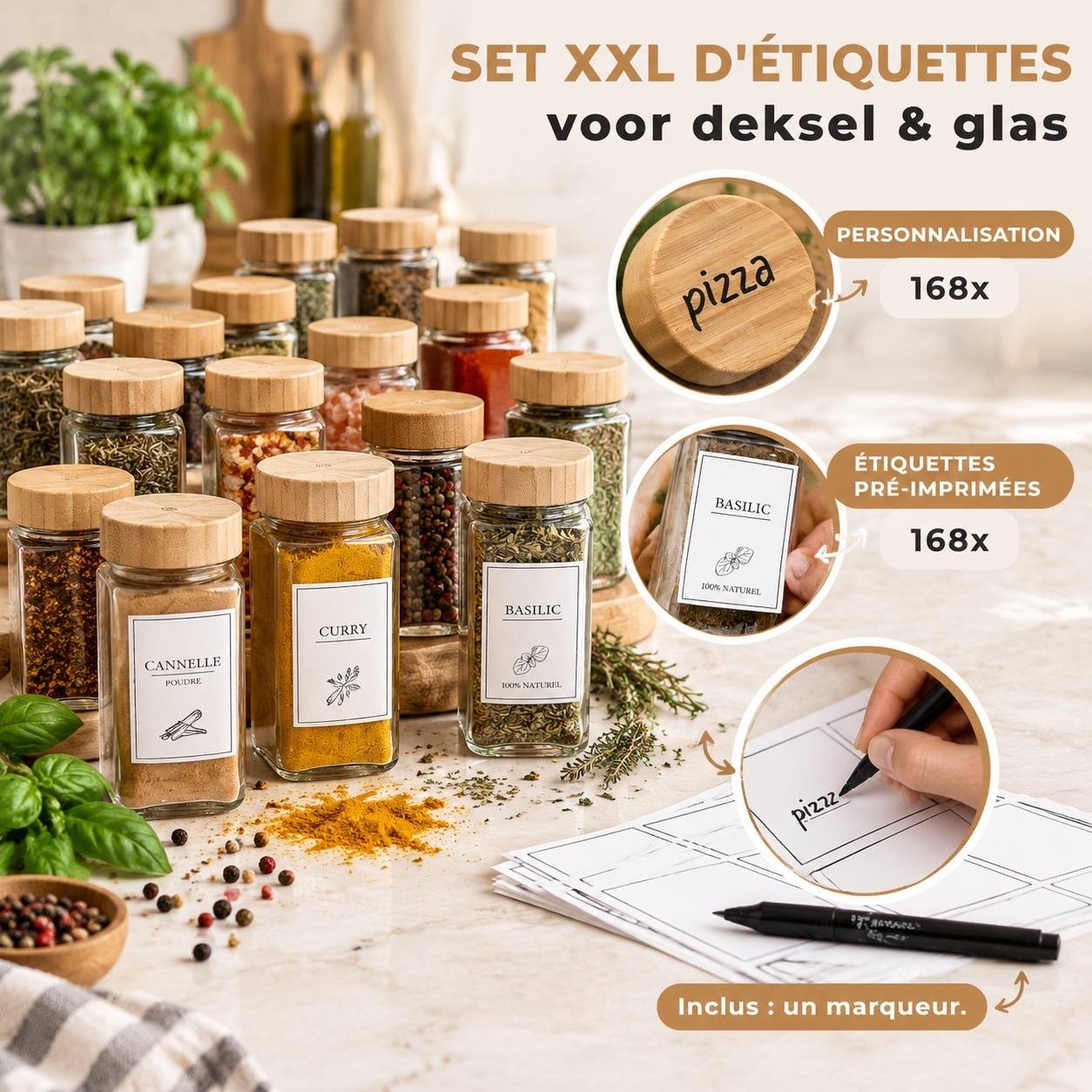 24 Pots à Épices en Verre avec Étiquettes pour Organisation de Cuisine - Image 7