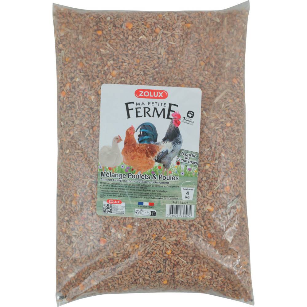 Zolux - Aliment composé Mélange poulets et poules 4 kg basse cour - Image 1