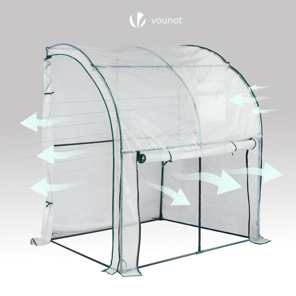Vounot - Serre d'hivernage murale adossée 200x100x180cm blanc - Bâche PE imperméable, anti-UV - Balcon, terrasse, jardin - Image 5