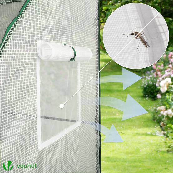Vounot - Serre d'hivernage murale adossée 200x100x180cm blanc - Bâche PE imperméable, anti-UV - Balcon, terrasse, jardin - Image 7