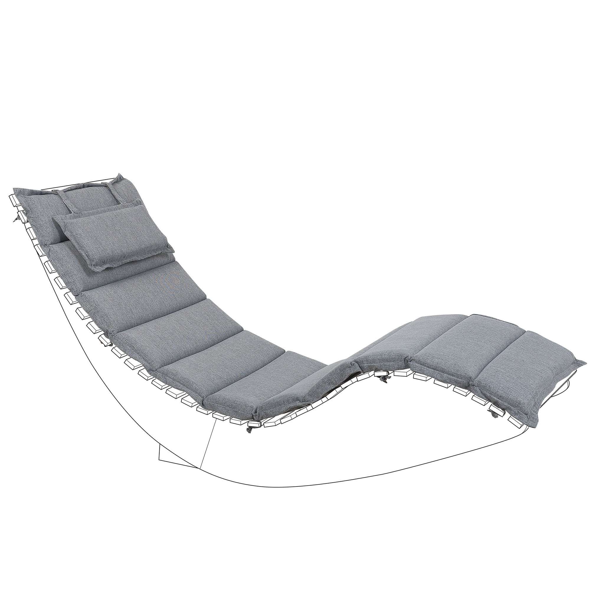 Beliani - Chaise Longue à Bascule Bois Foncé en Bois d'Acacia avec Coussin Gris Patio Terrasse Jardin à Lattes - Imagen 4