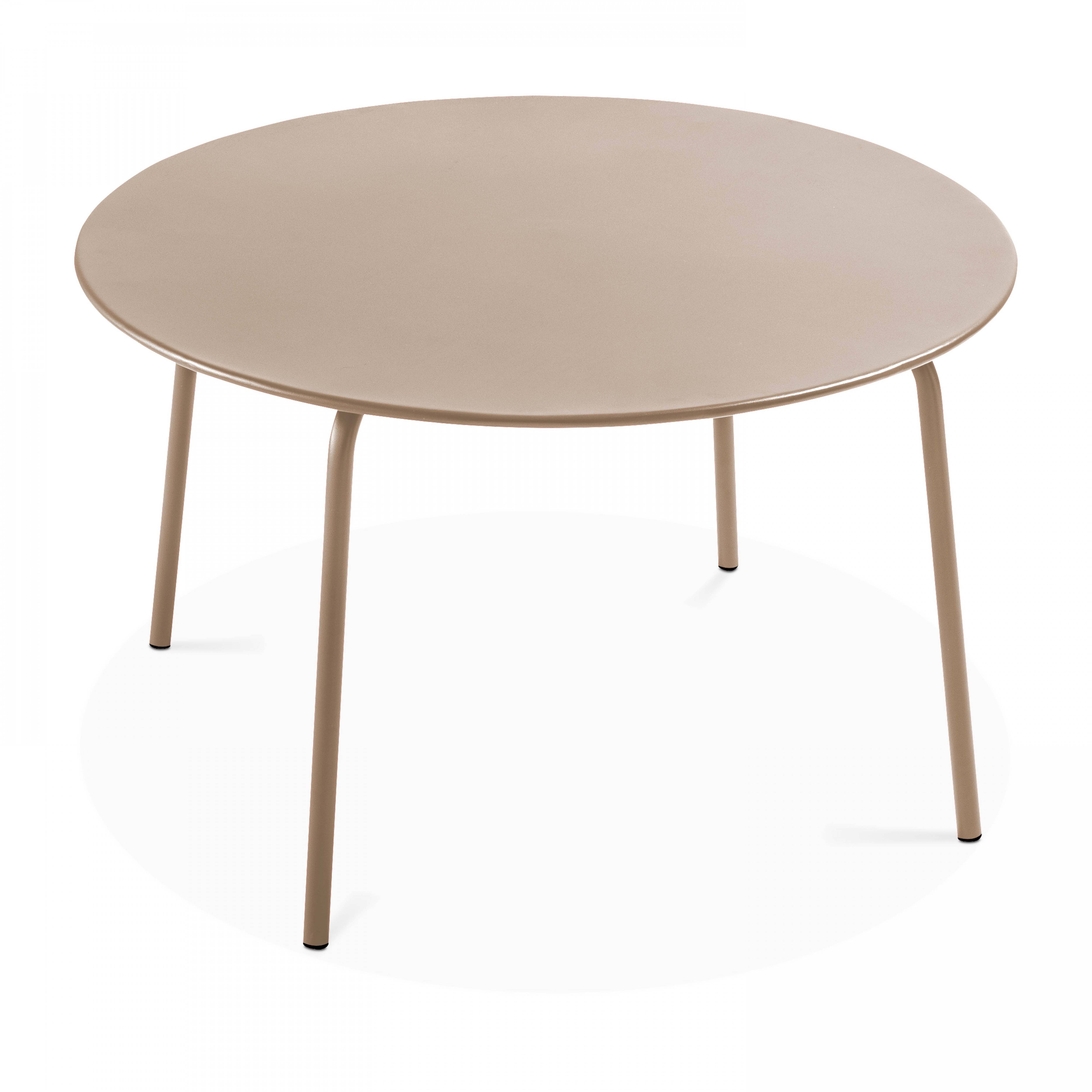 Oviala - Ensemble table de jardin ronde et 6 fauteuils acier taupe Palavas - Oviala - Imagen 5