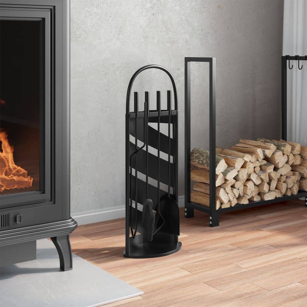 Set Serviteur de Cheminée Acier 5 Pièces pour Foyer Entretien du Feu 66 cm Noir - ComfortXL Outdoor Living - Image 3
