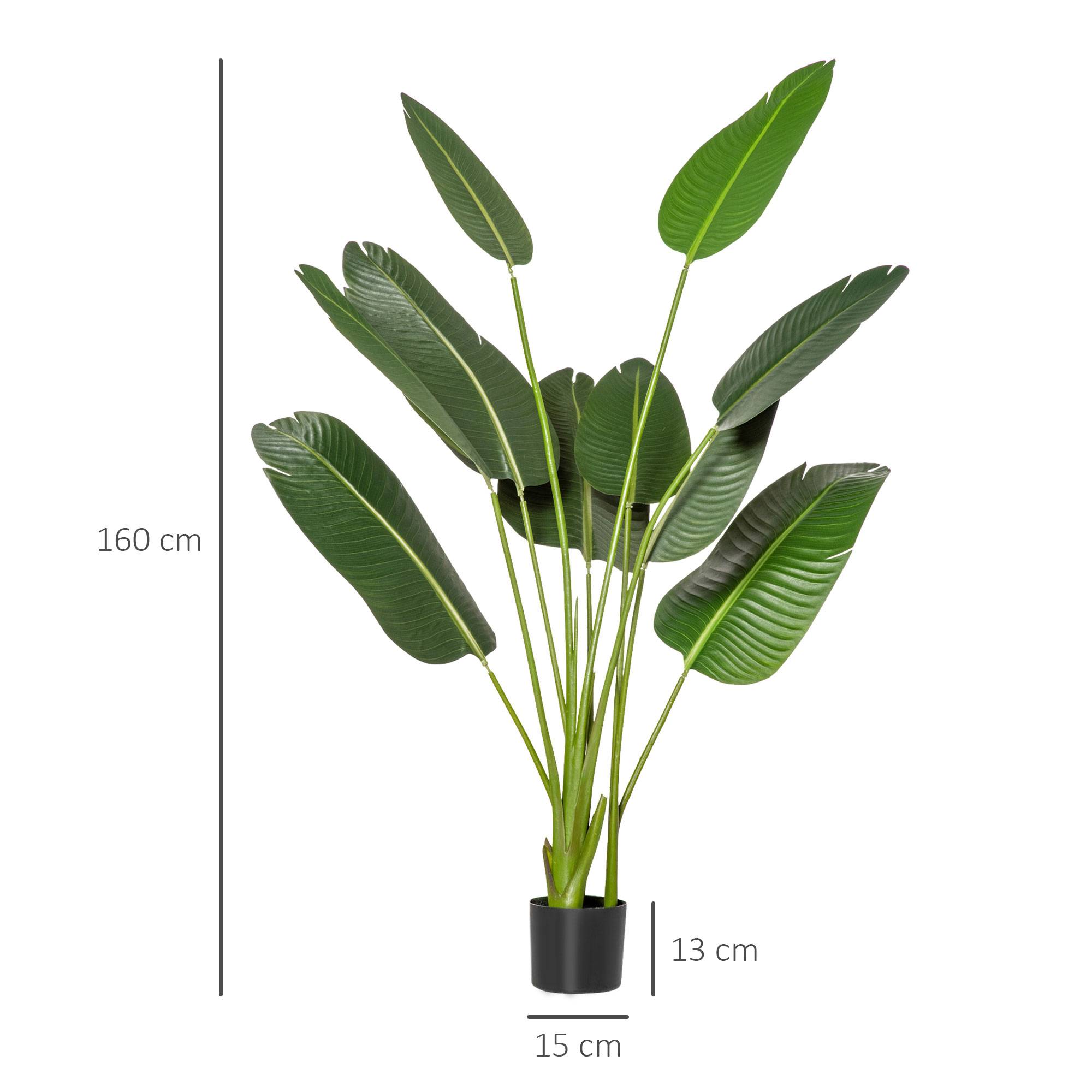 Sans Marque - Bananier artificiel 160 cm avec pot, 10 feuilles réalistes, plante tropicale synthétique, intérieur/extérieur - Image 5