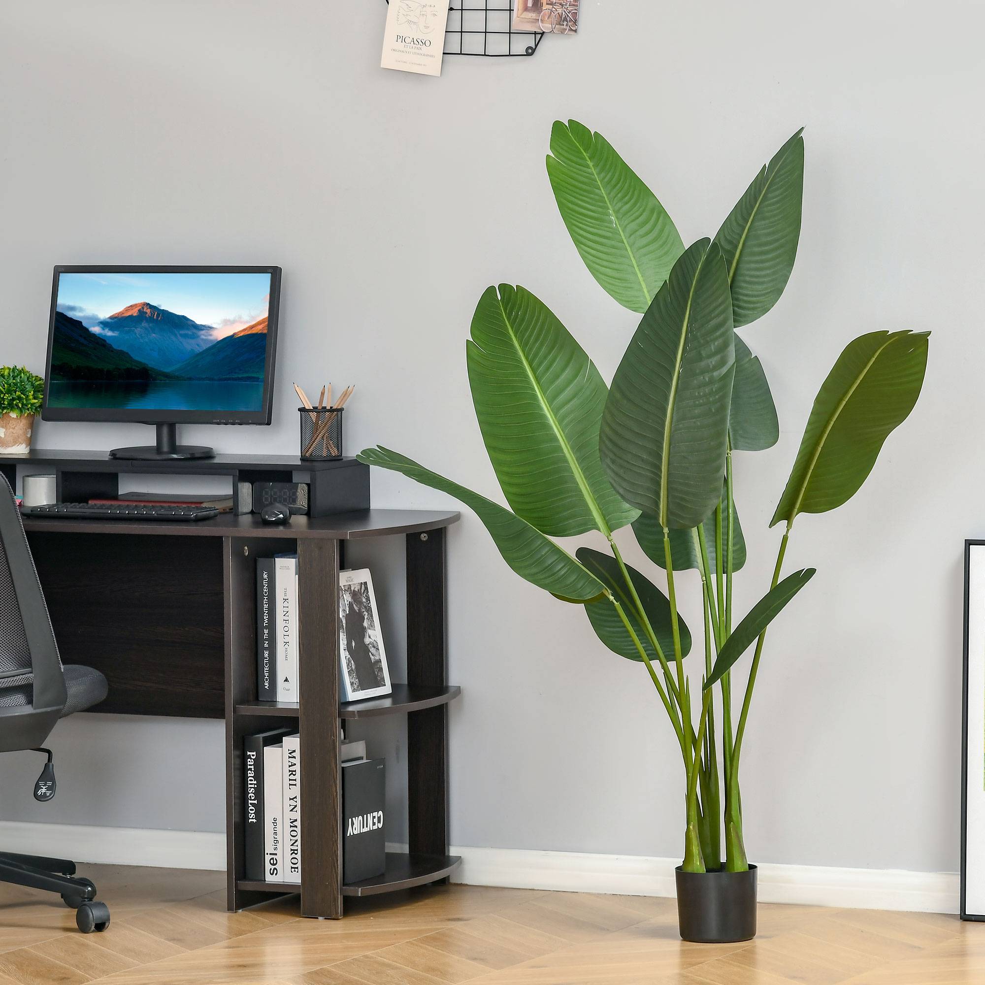 Sans Marque - Bananier artificiel 160 cm avec pot, 10 feuilles réalistes, plante tropicale synthétique, intérieur/extérieur - Image 4