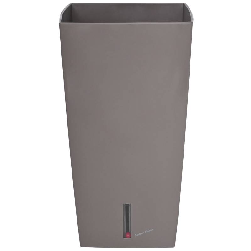 Riviera - Pot de fleurs à réserve d'eau Hydrosystem Eva New Carré Haut 37x37cm - H68,5cm - 69L - Taupe - Fabrication Française - Image 1