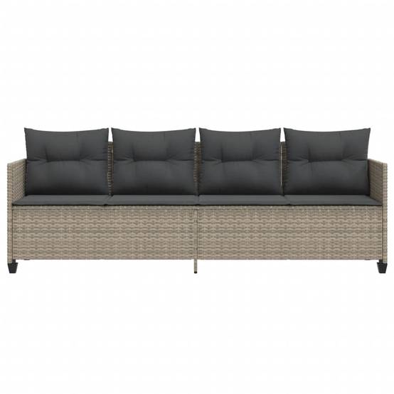 Chaise longue avec coussins gris clair résine tressée 204 x 55 x 69,5 cm - PANGIVO - Image 4