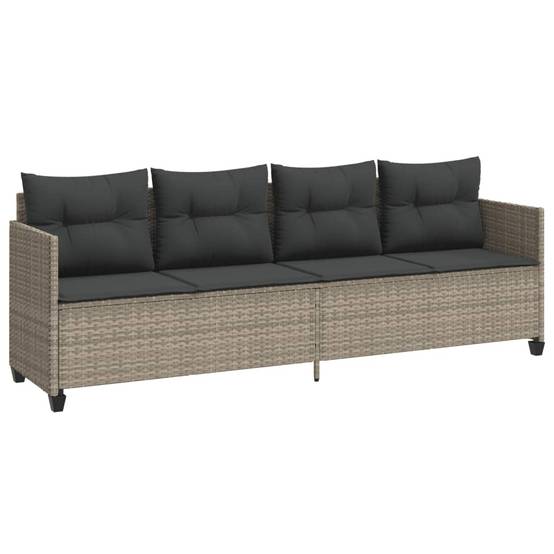 Chaise longue avec coussins gris clair résine tressée 204 x 55 x 69,5 cm - PANGIVO - Image 2