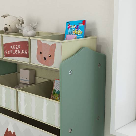 Rangement pour jouets d'enfants, étagère à jouets avec 6 bacs amovibles en tissu non tissé, 63 x 30 x 66 cm, vert - Image 10