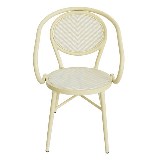 Oviala - Chaise de terrasse style bistrot parisien aluminium et rotin beige Villiers - Oviala - Image 5