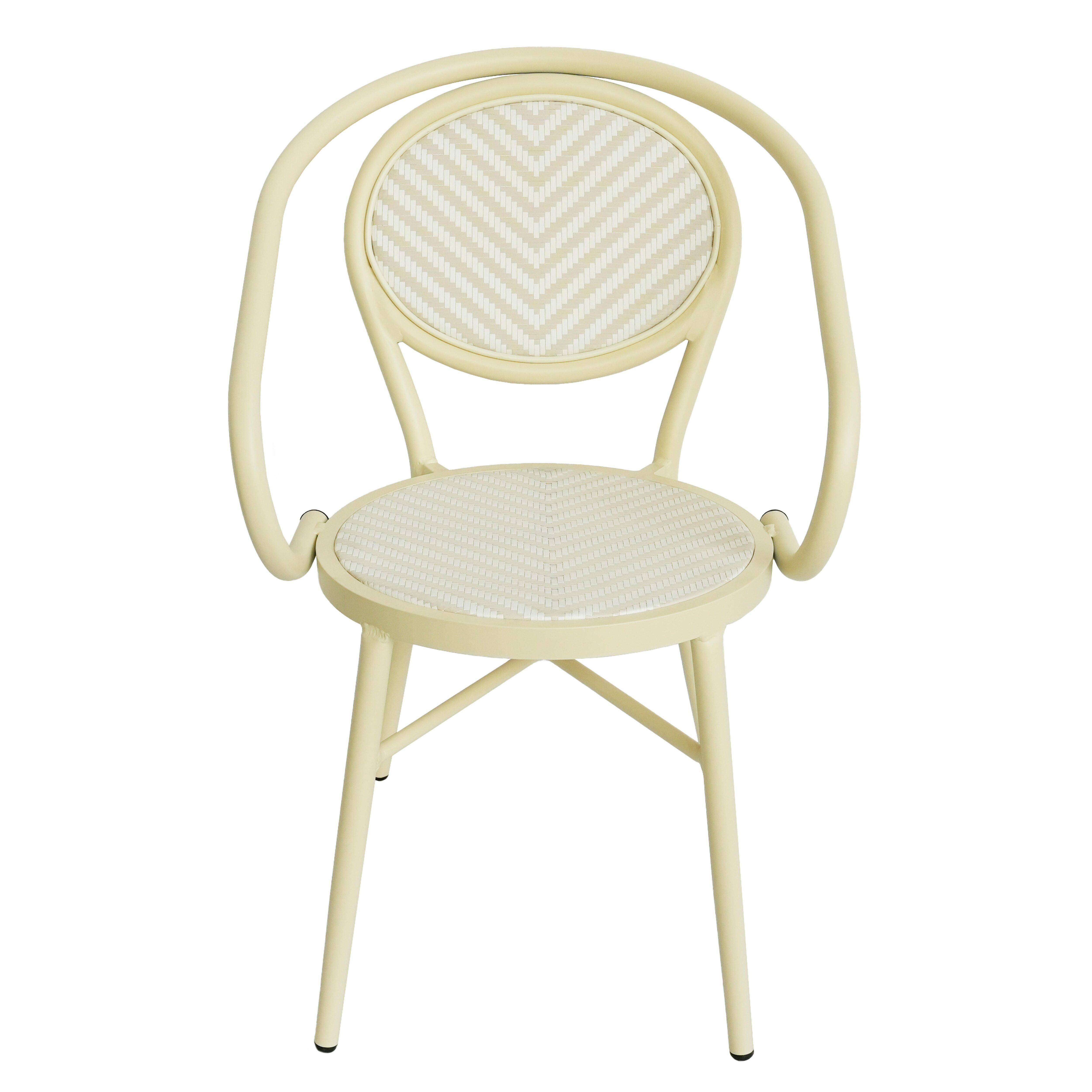 Oviala - Chaise de terrasse style bistrot parisien aluminium et rotin beige Villiers - Oviala - Image 5