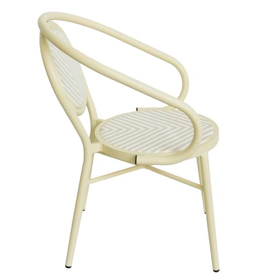 Oviala - Chaise de terrasse style bistrot parisien aluminium et rotin beige Villiers - Oviala - Image 6