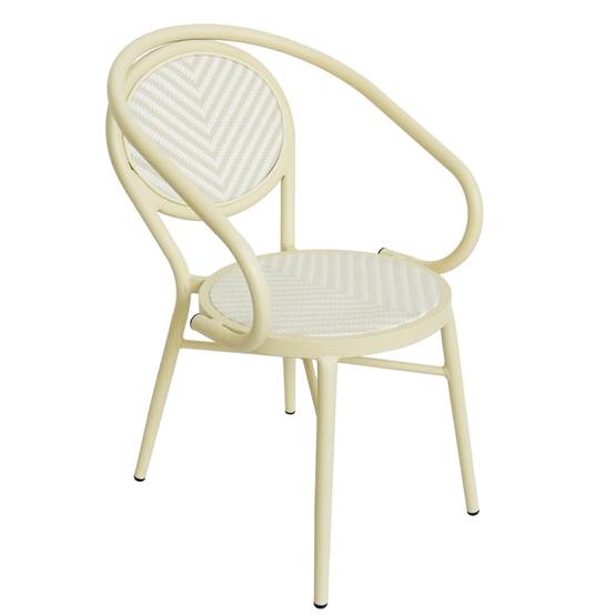 Oviala - Chaise de terrasse style bistrot parisien aluminium et rotin beige Villiers - Oviala - Image 1