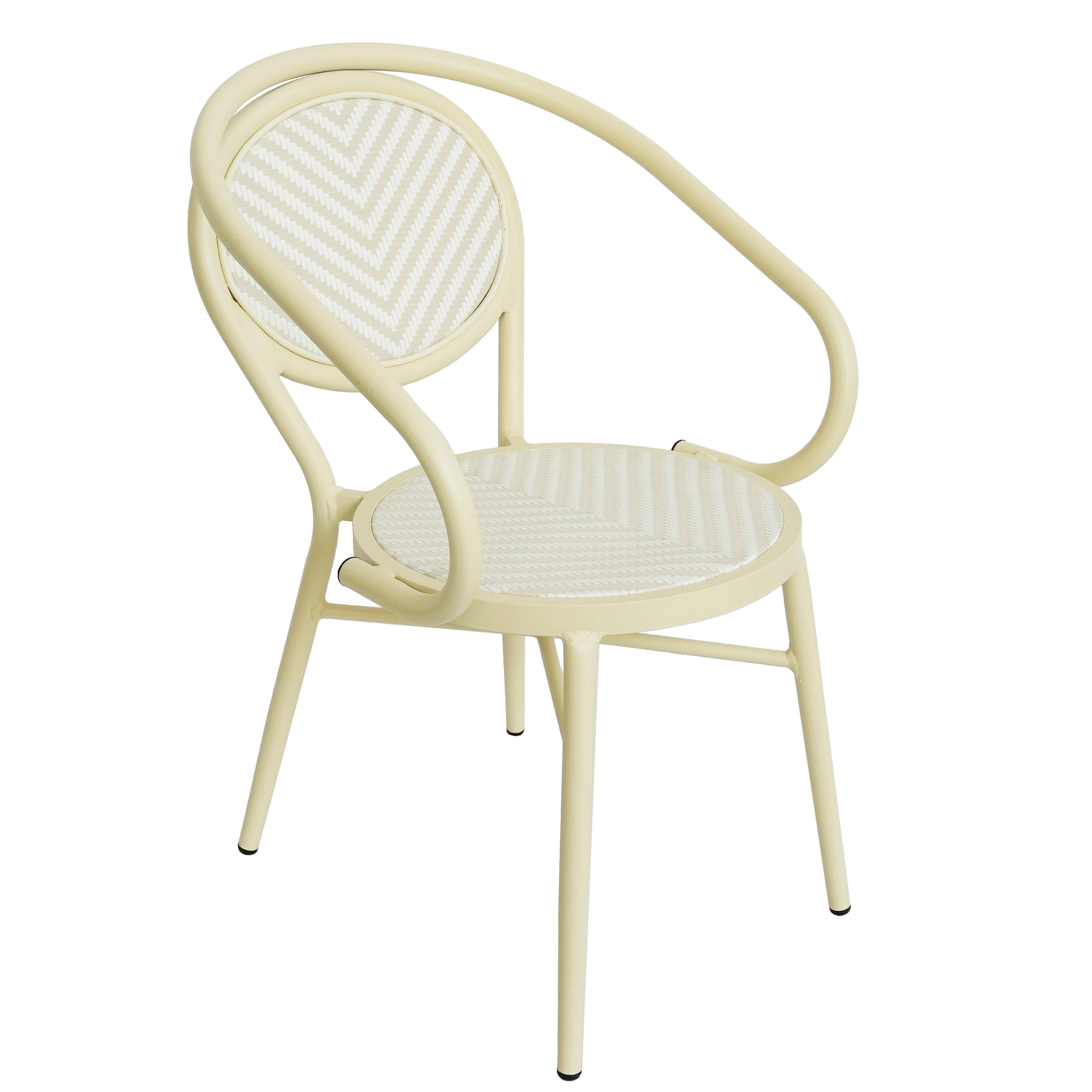 Oviala - Chaise de terrasse style bistrot parisien aluminium et rotin beige Villiers - Oviala - Image 1