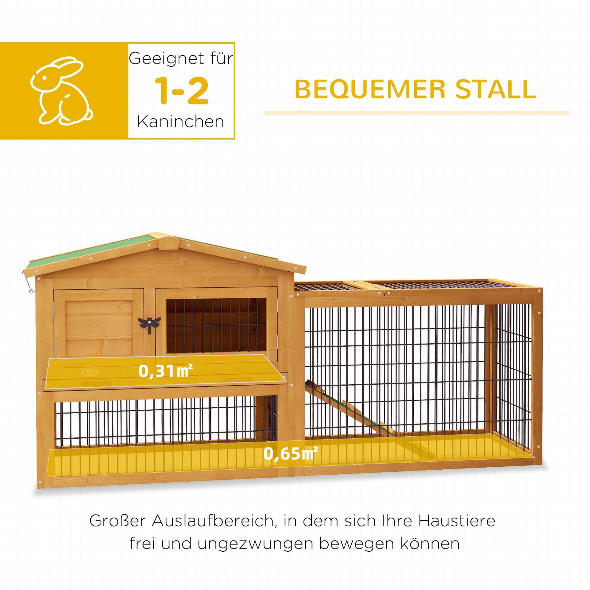 Cage lapins 2 niveaux, sapin, hiver, duplex avec enclos, rampe, 150 x 52 x 68 cm, jaune - Image 6