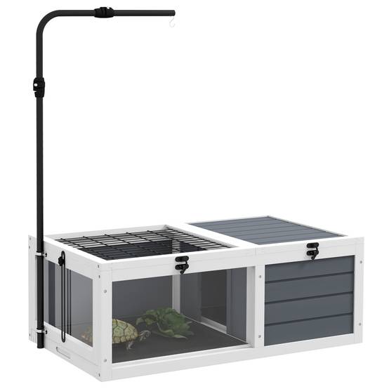Enclos pour tortue bois gris 81 x 48 x 31.5 cm - PANGIVO - Image 1
