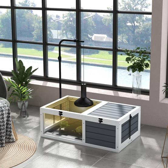 Enclos pour tortue bois gris 81 x 48 x 31.5 cm - PANGIVO - Image 4