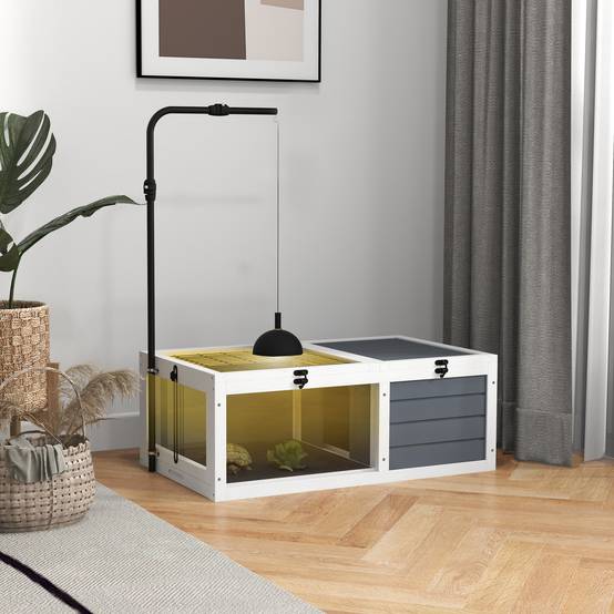 Enclos pour tortue bois gris 81 x 48 x 31.5 cm - PANGIVO - Image 3