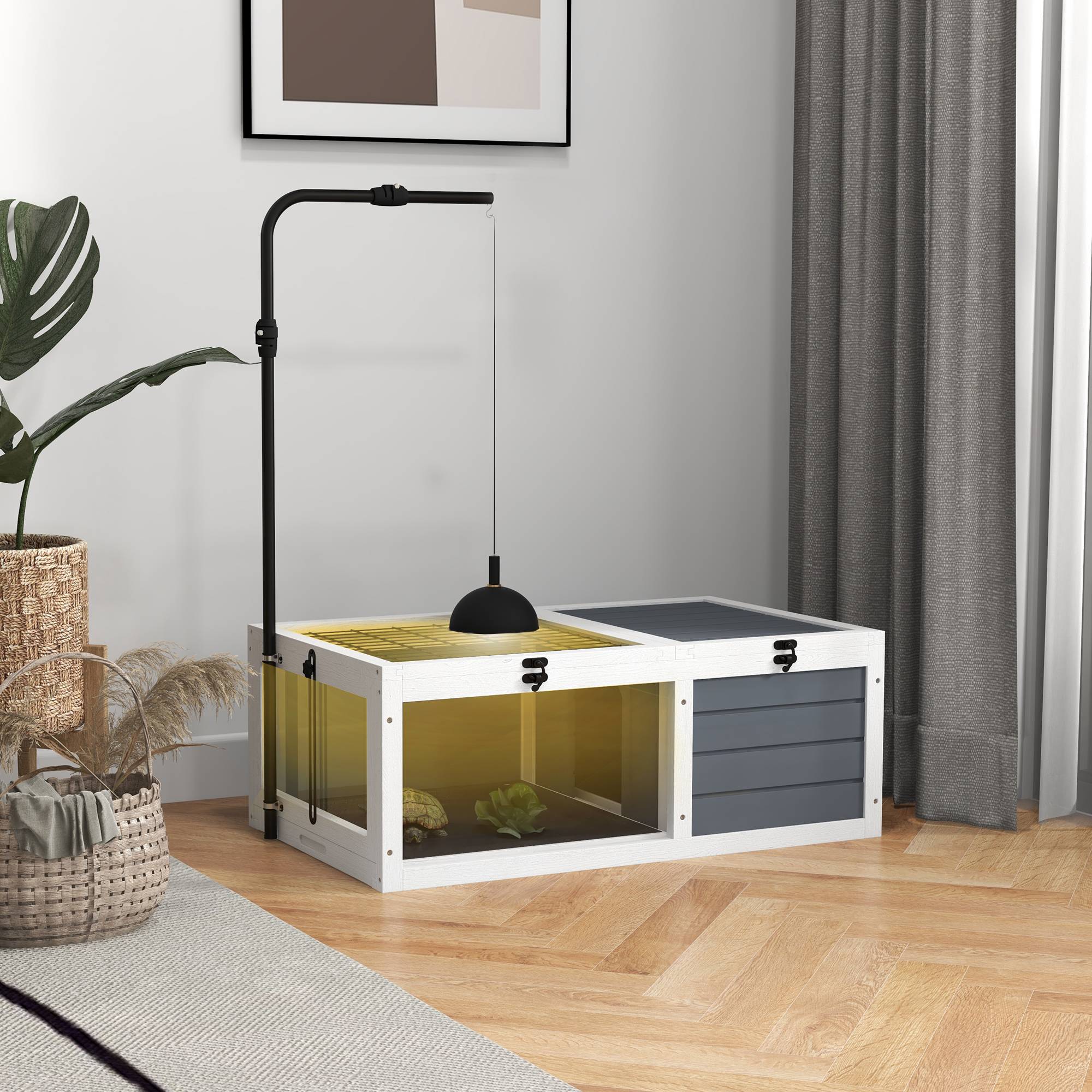 Enclos pour tortue bois gris 81 x 48 x 31.5 cm - PANGIVO - Image 3