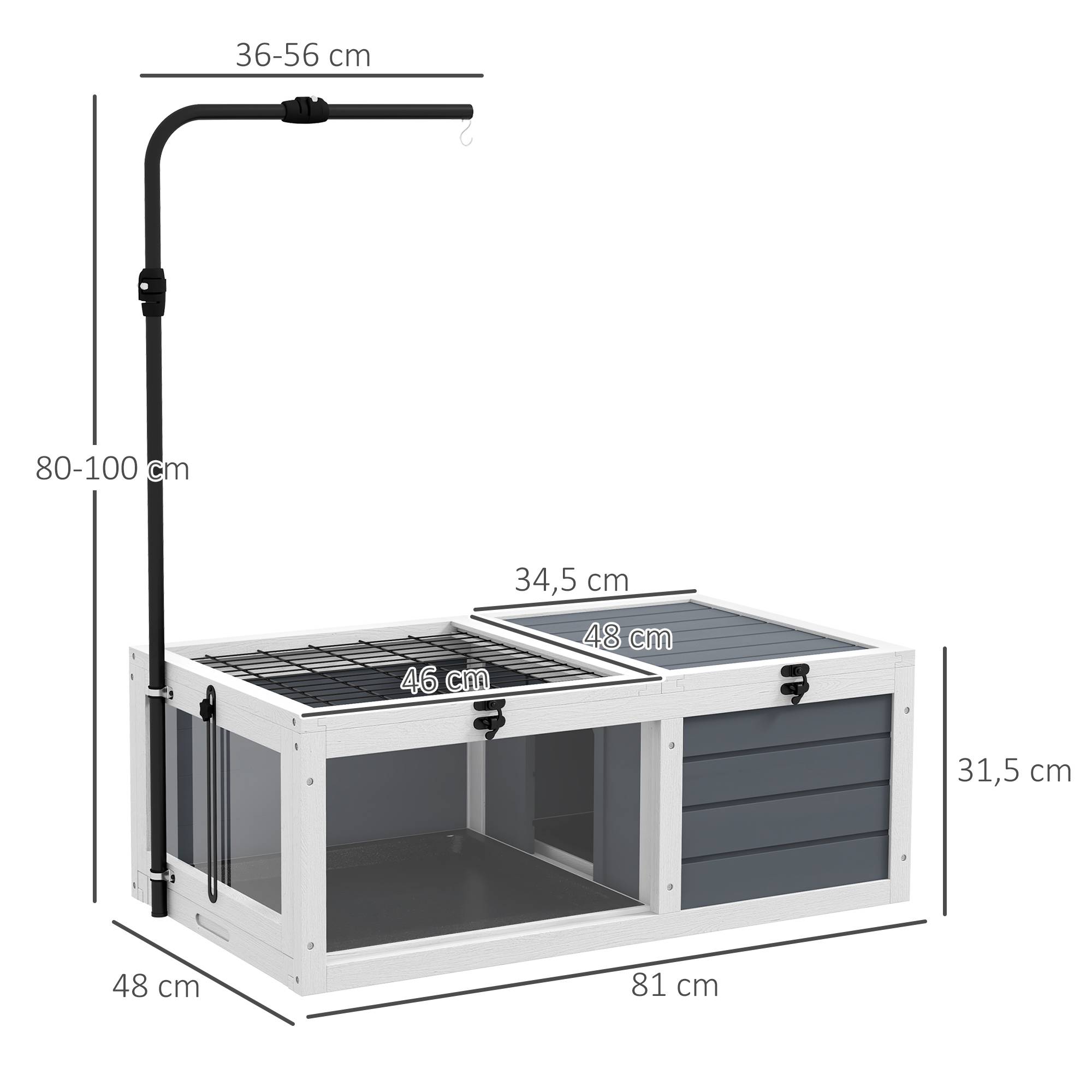 Enclos pour tortue bois gris 81 x 48 x 31.5 cm - PANGIVO - Image 5