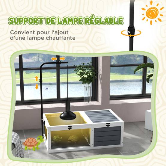 Enclos pour tortue bois gris 81 x 48 x 31.5 cm - PANGIVO - Image 7
