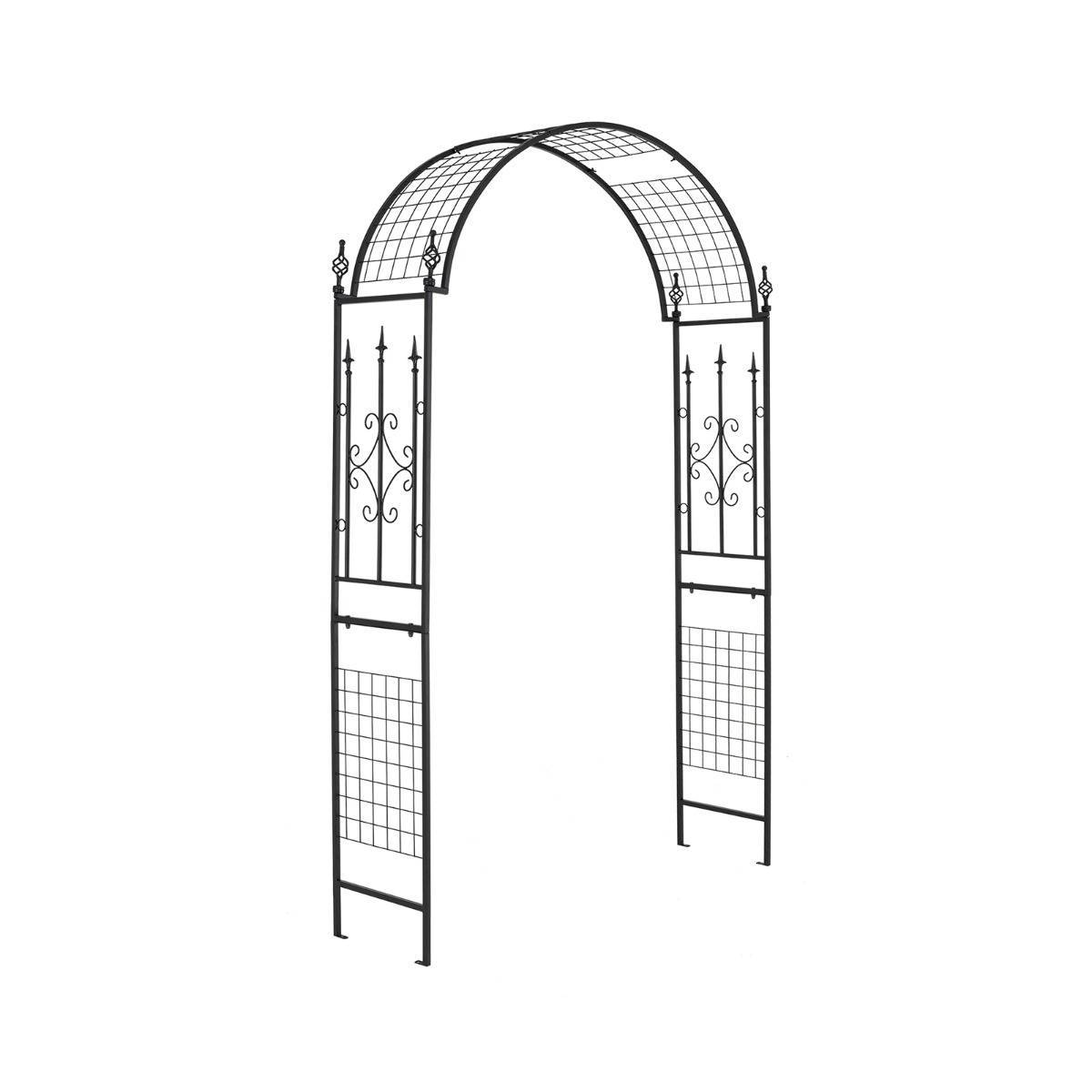 Arche de Jardin Treillis de Jardin Moderne en Métal pour Plantes Grimpantes avec Toit Élégant Décorative - 143 x 40 x 234 cm Noir - Image 1