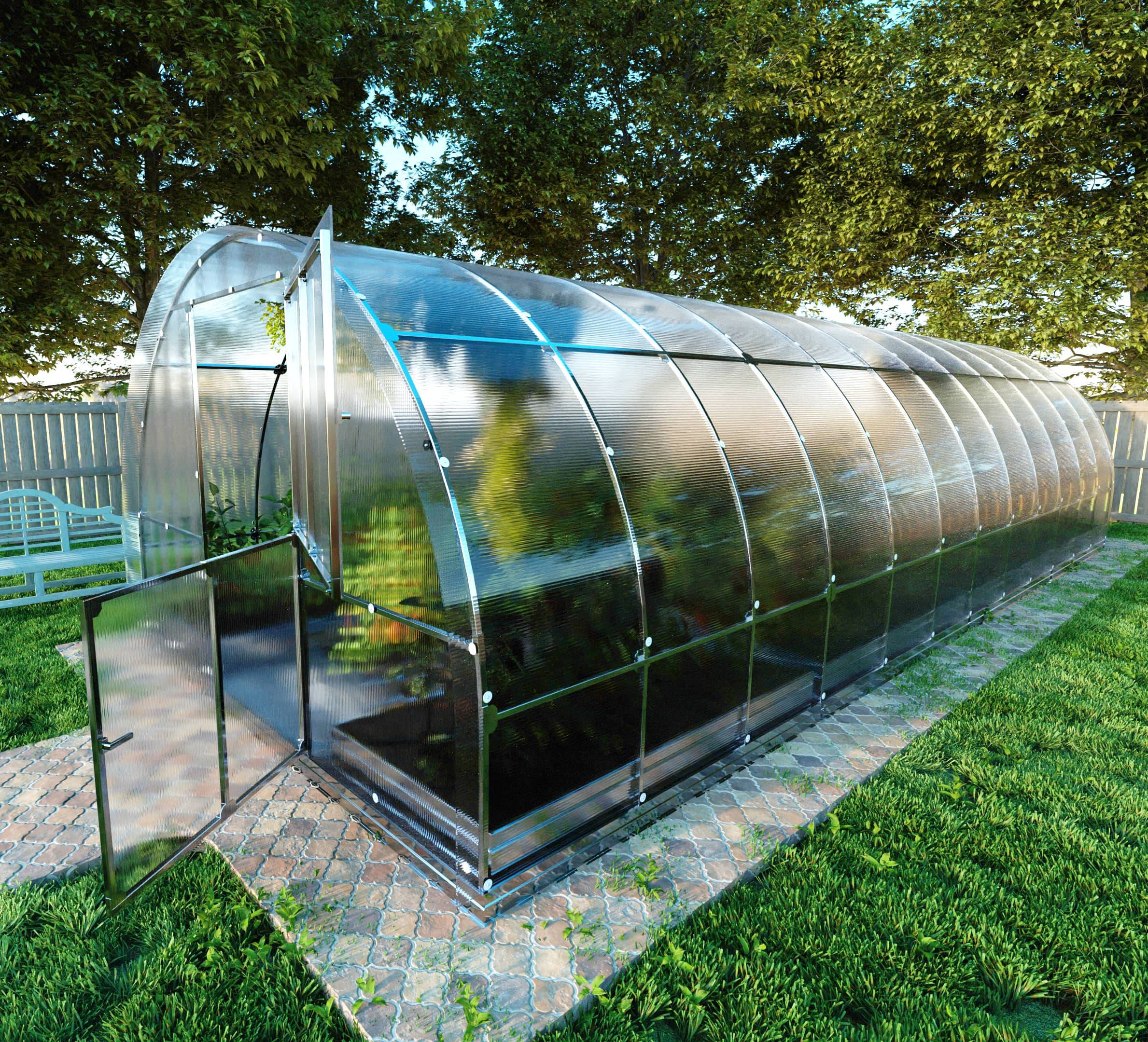 Serre KLASIKA TUBE 3 x 8 m (24 m²), 4 mm avec revêtement en polycarbonate - Image 1
