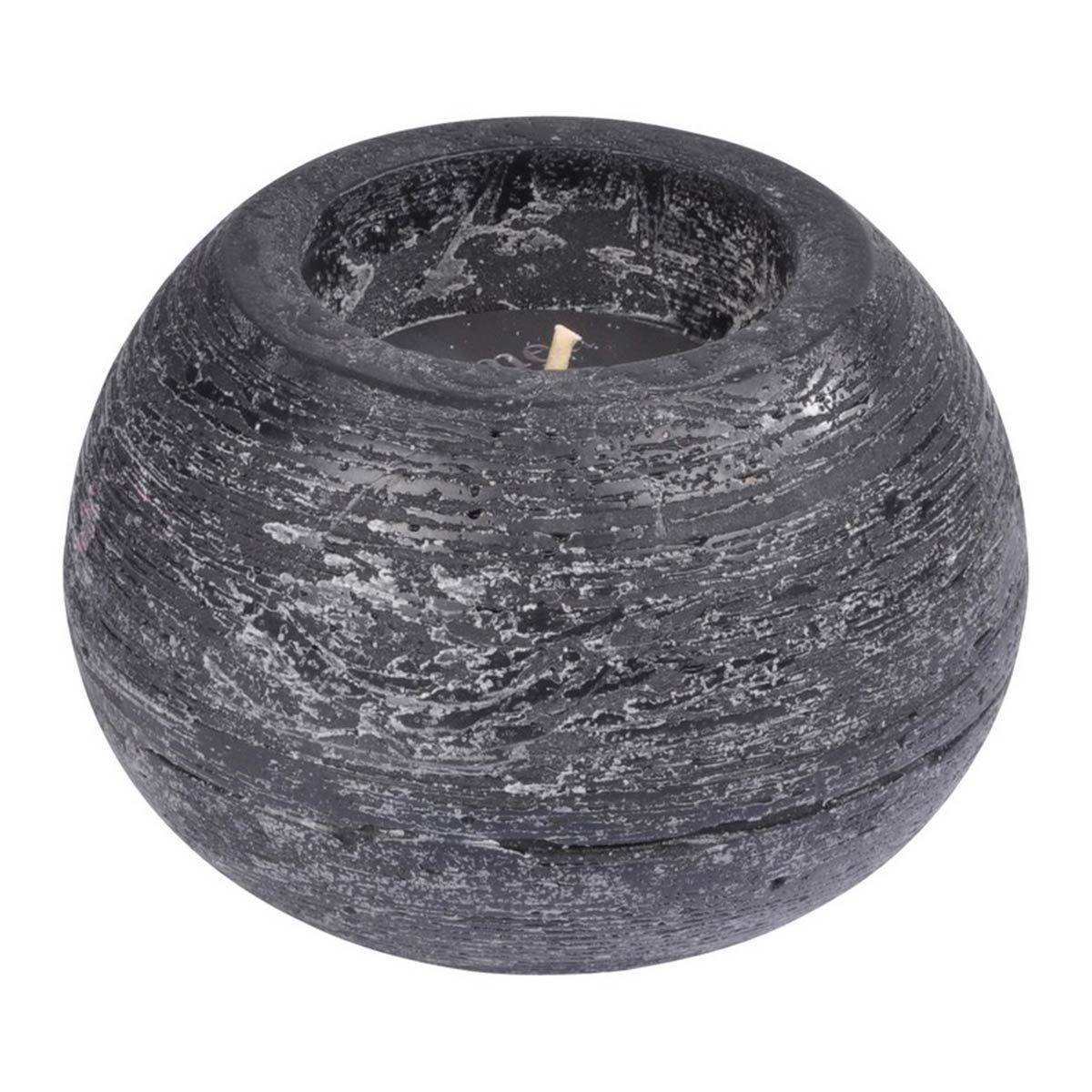 Bougie Boule Déco "Rustique" 13cm Noir