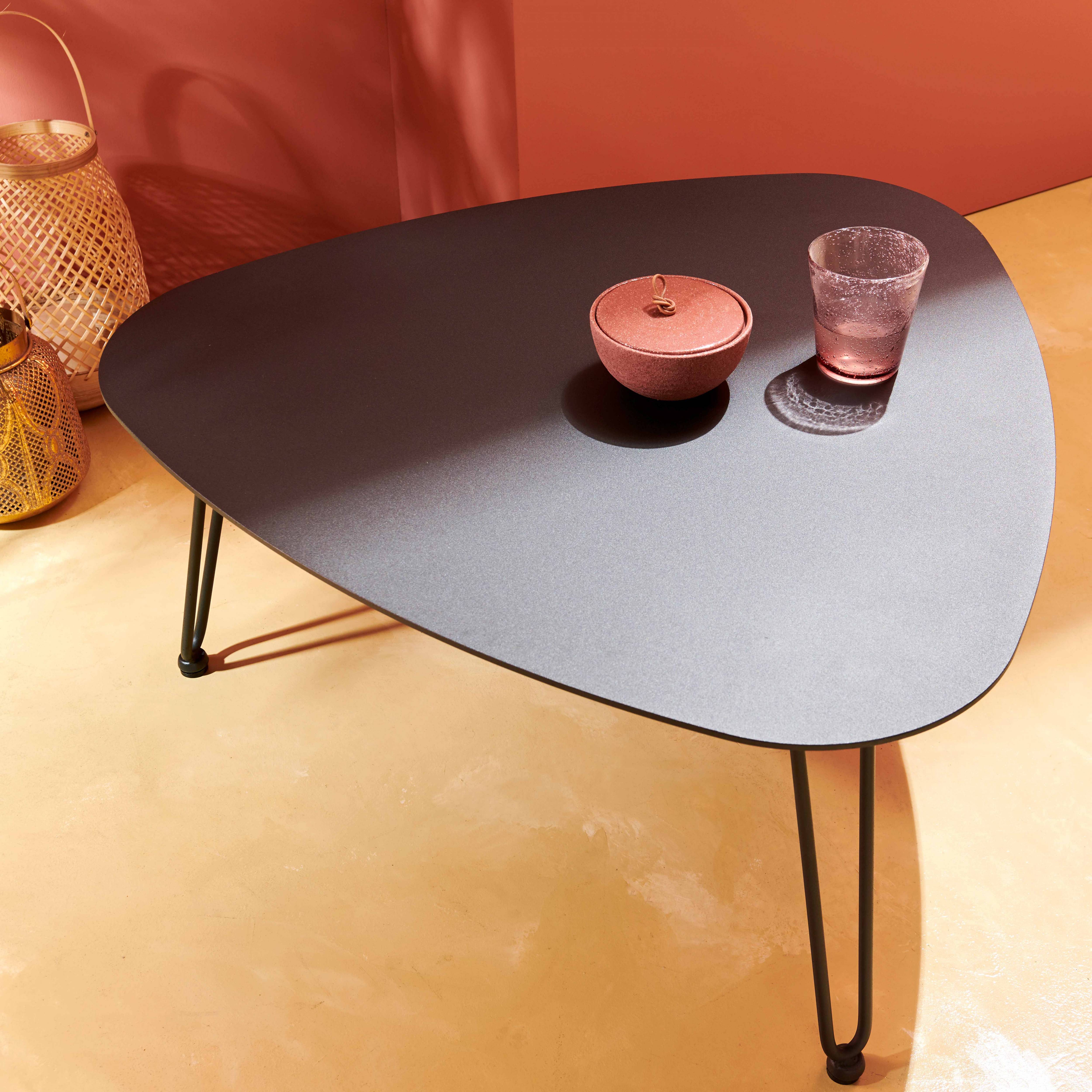 Oviala - Table basse de jardin triangulaire en aluminium noir Atoll - Oviala - Imagen 4