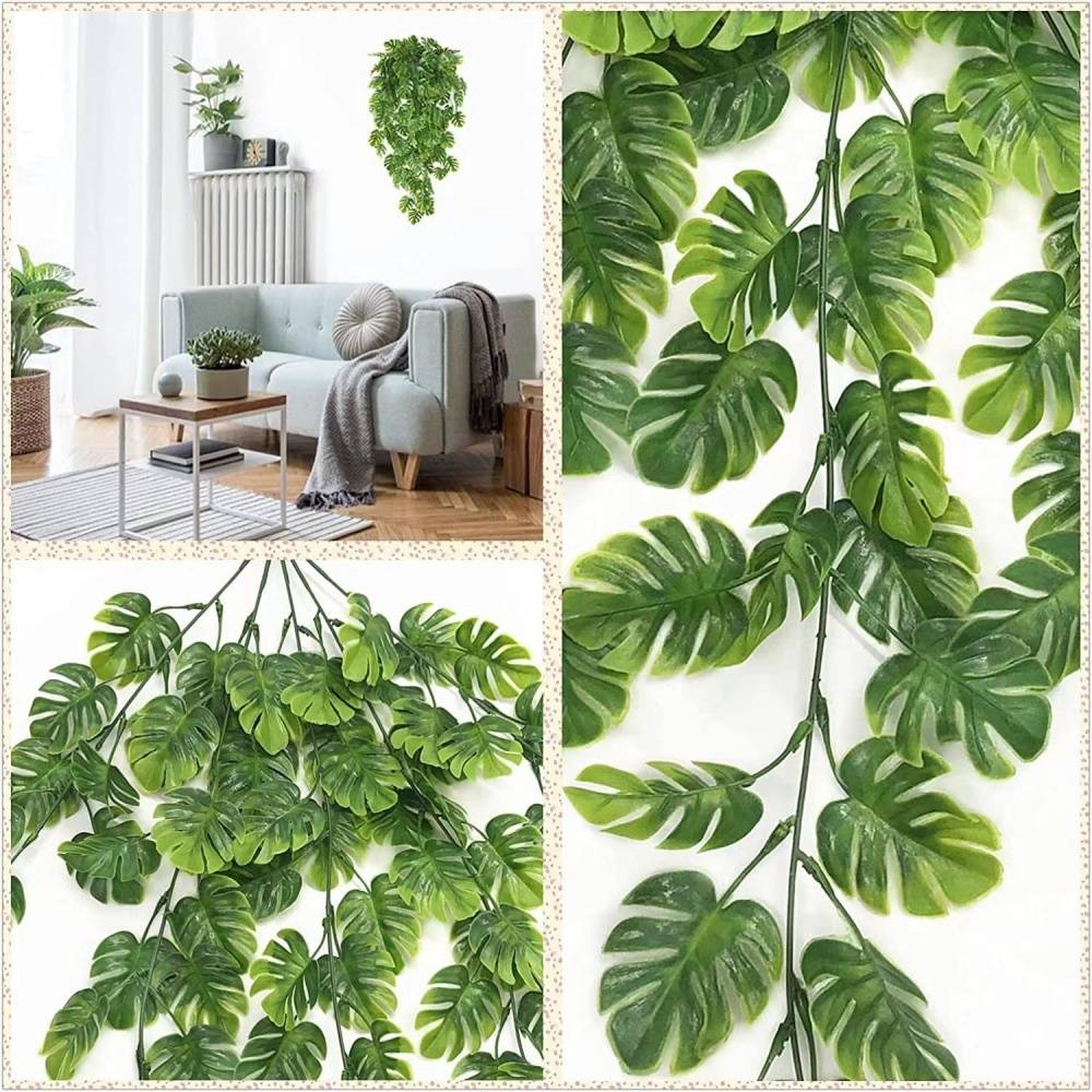 Décoration murale avec feuilles de monstera en simulation Vert clair - MCBOSON - Imagen 6