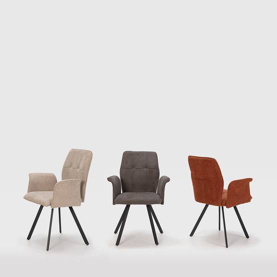 ALTOBUY - Lot de 2 Fauteuils Tissu Beige Effet Tricoté Pieds Métal Noir - SELMA - Image 2