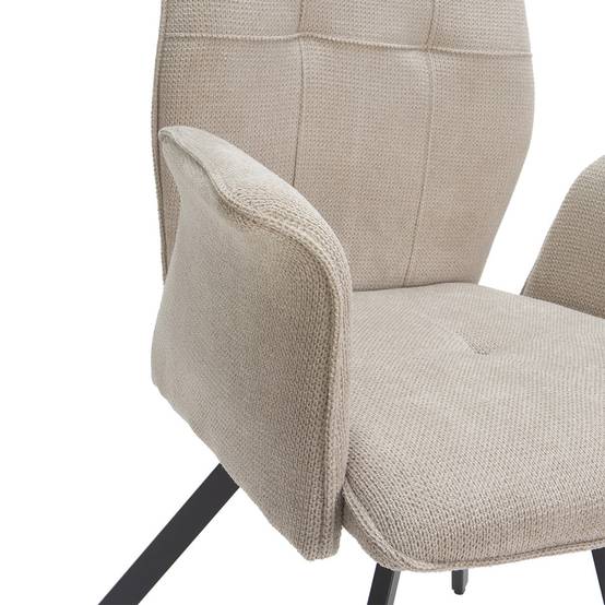ALTOBUY - Lot de 2 Fauteuils Tissu Beige Effet Tricoté Pieds Métal Noir - SELMA - Image 7