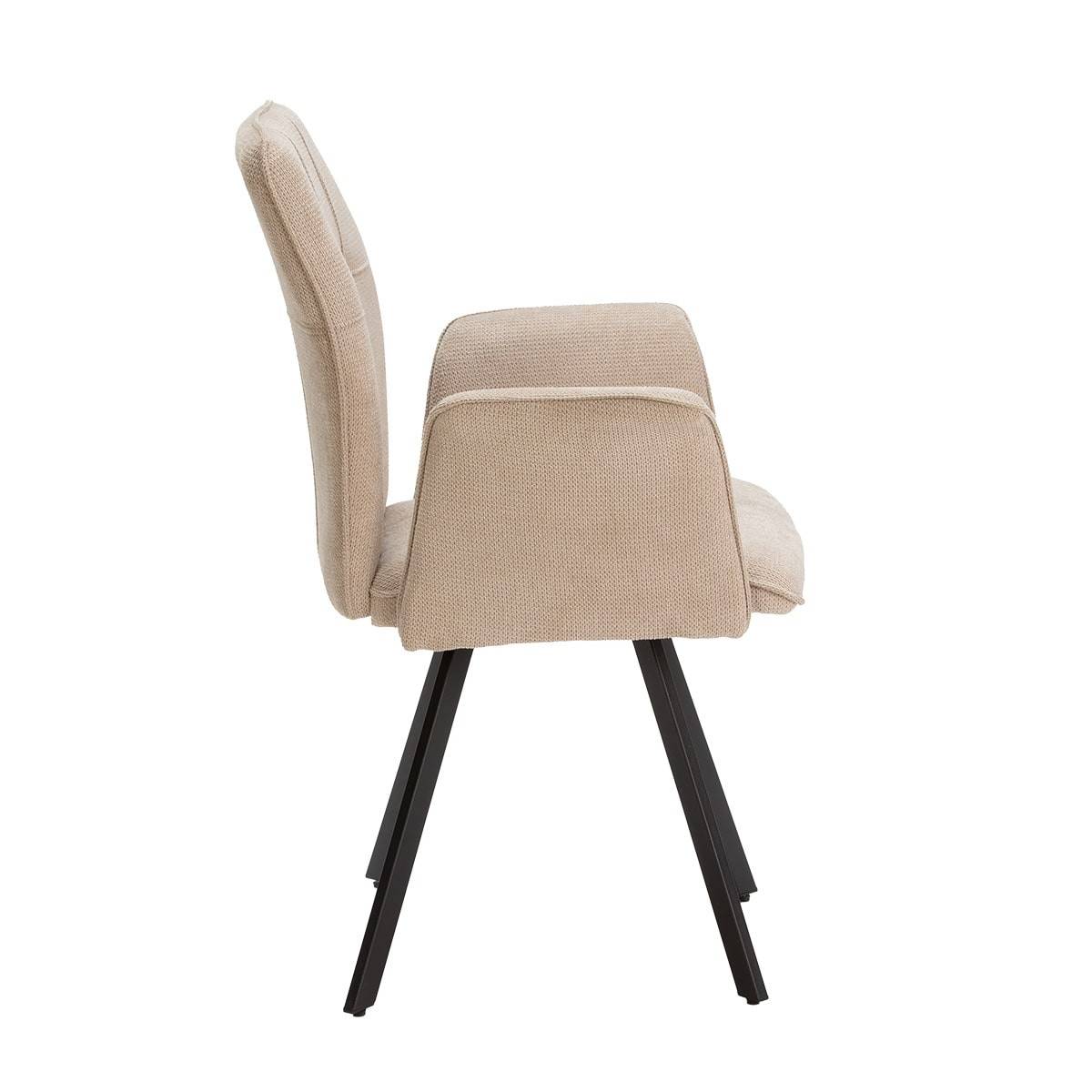 ALTOBUY - Lot de 2 Fauteuils Tissu Beige Effet Tricoté Pieds Métal Noir - SELMA - Image 5