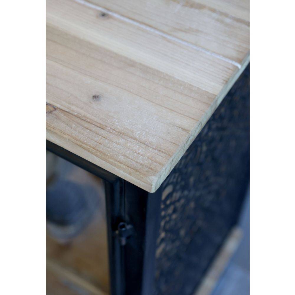 Chemin De Campagne - Buffet 4 portes en bois de sapin marron et fer noir 121 x 38 x 80 cm Chemin de campagne - Imagen 7