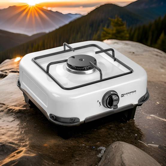 Réchaud gaz portable 1 feu 1300W Blanc laqué Plaque de cuisson KEMPER - Imagen 3