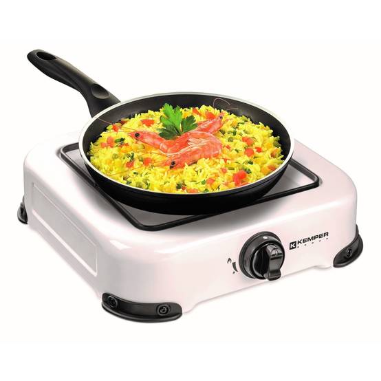 Réchaud gaz portable 1 feu 1300W Blanc laqué Plaque de cuisson KEMPER - Imagen 1