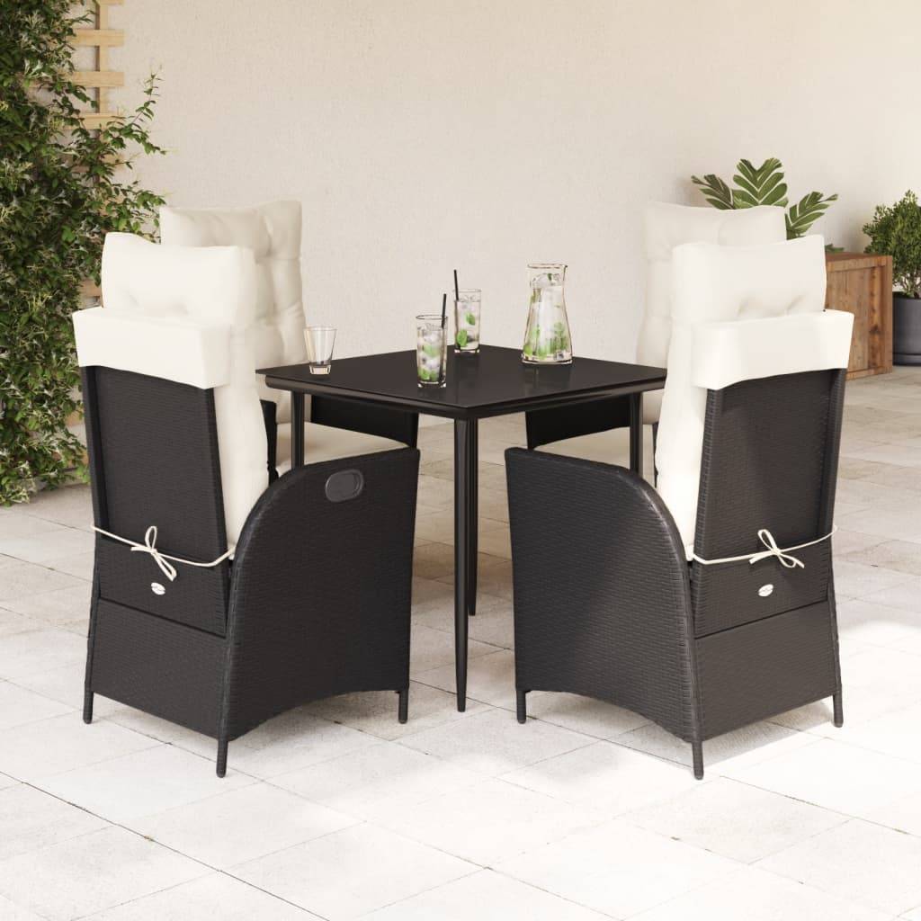 ComfortXL - Salon de Jardin Noir 4 Fauteuils Relax avec Repose-Pieds Réglables et Coussins Blanc Crème – ComfortXL Outdoor Living - Image 1