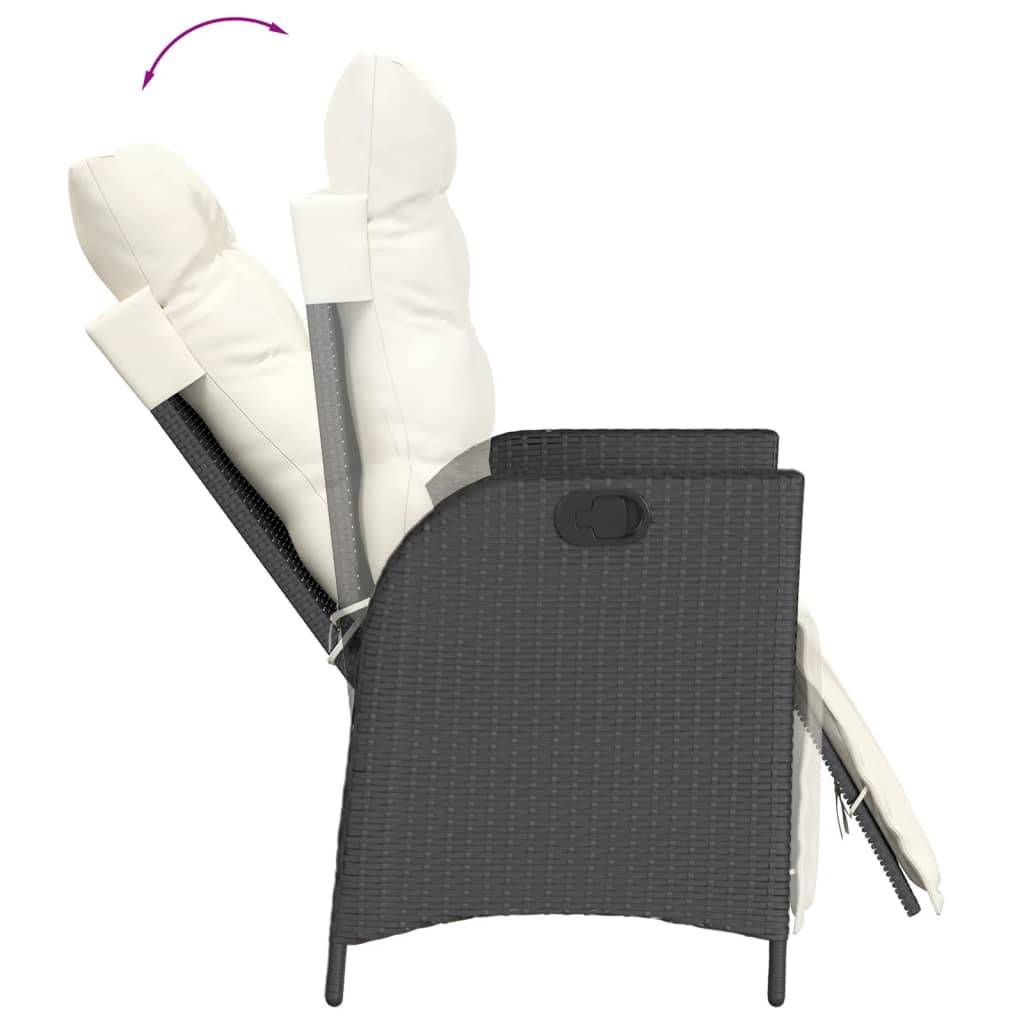 ComfortXL - Salon de Jardin Noir 4 Fauteuils Relax avec Repose-Pieds Réglables et Coussins Blanc Crème – ComfortXL Outdoor Living - Image 5