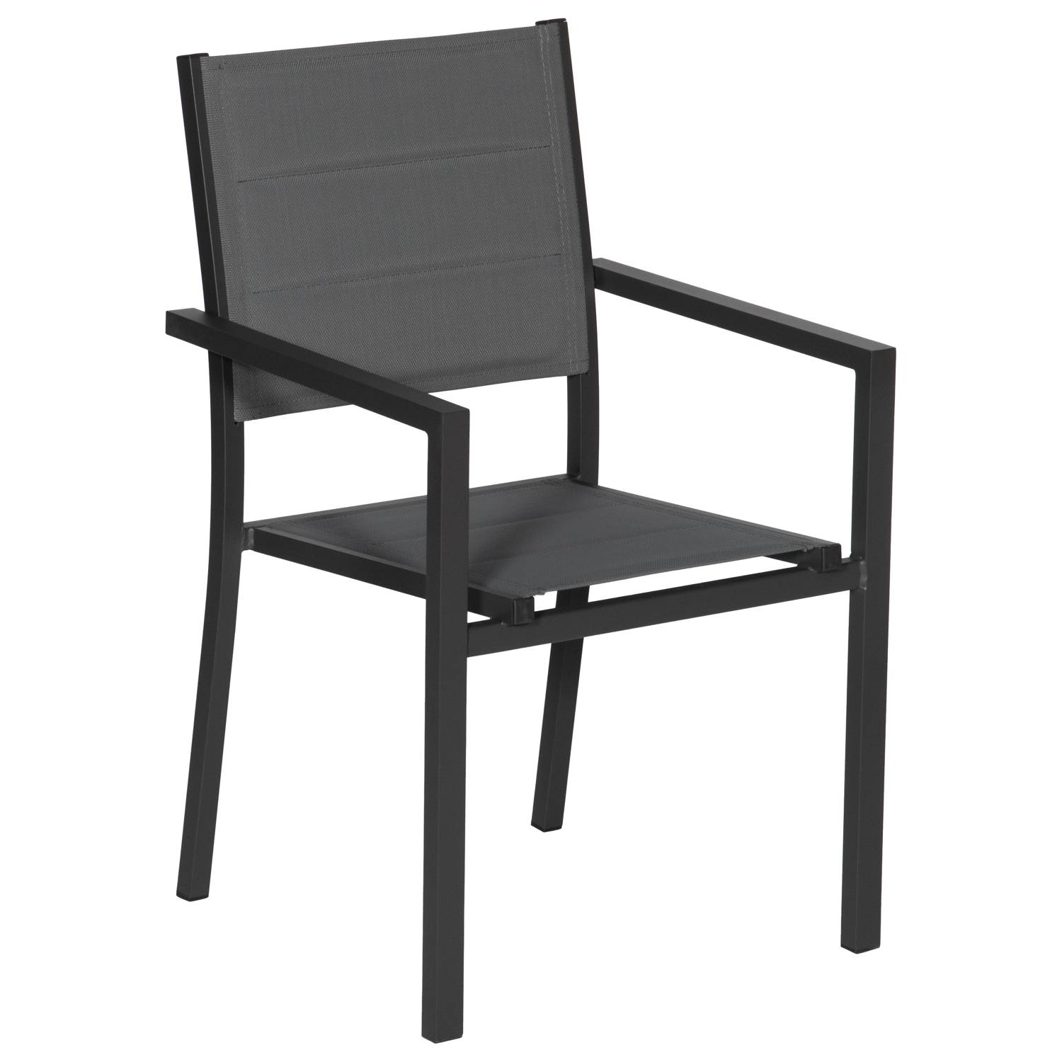 Happy Garden - Lot de 8 chaises rembourrées en aluminium anthracite - textilène gris - HAPPY GARDEN - Imagen 2