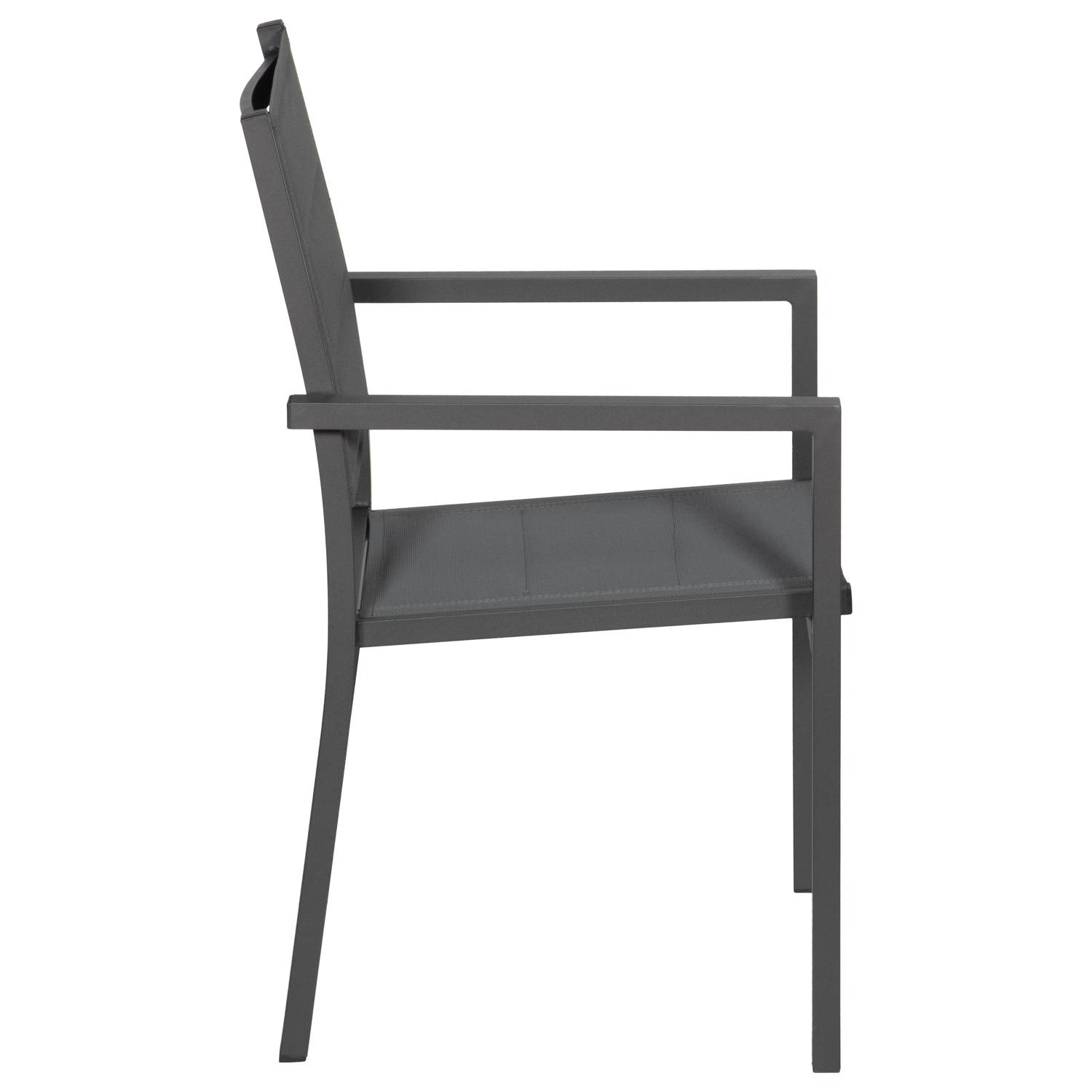 Happy Garden - Lot de 8 chaises rembourrées en aluminium anthracite - textilène gris - HAPPY GARDEN - Imagen 4