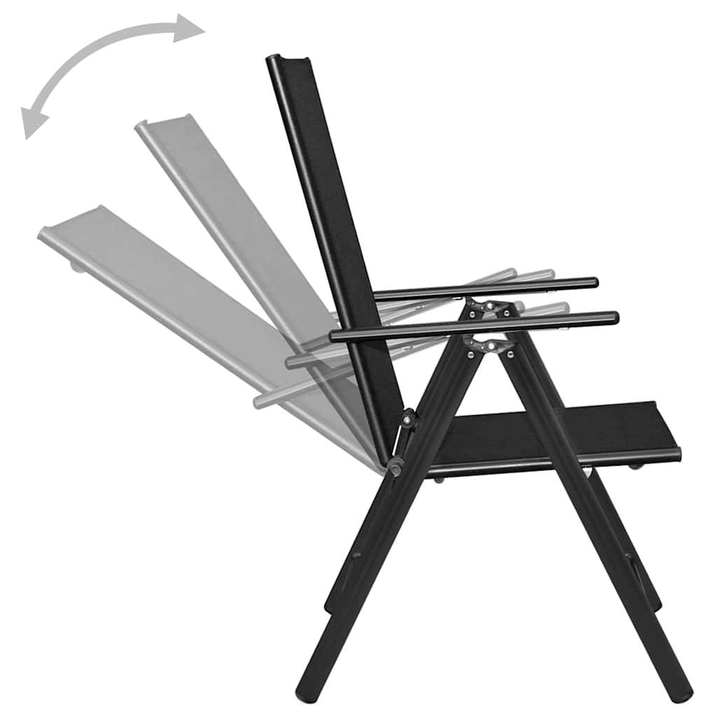 Vidaxl - Ensemble à manger de jardin 5 pcs-Salons de jardin aluminium et textilène noir - Image 10