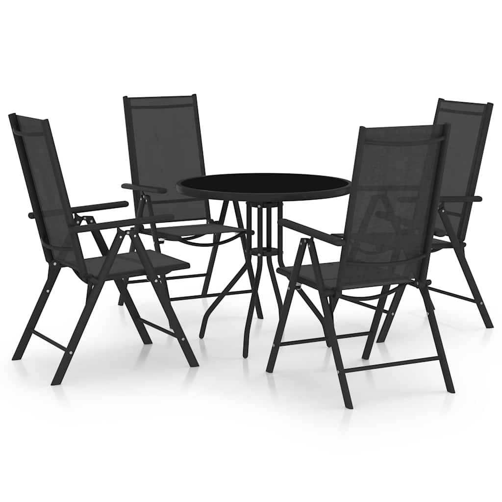 Vidaxl - Ensemble à manger de jardin 5 pcs-Salons de jardin aluminium et textilène noir - Image 1