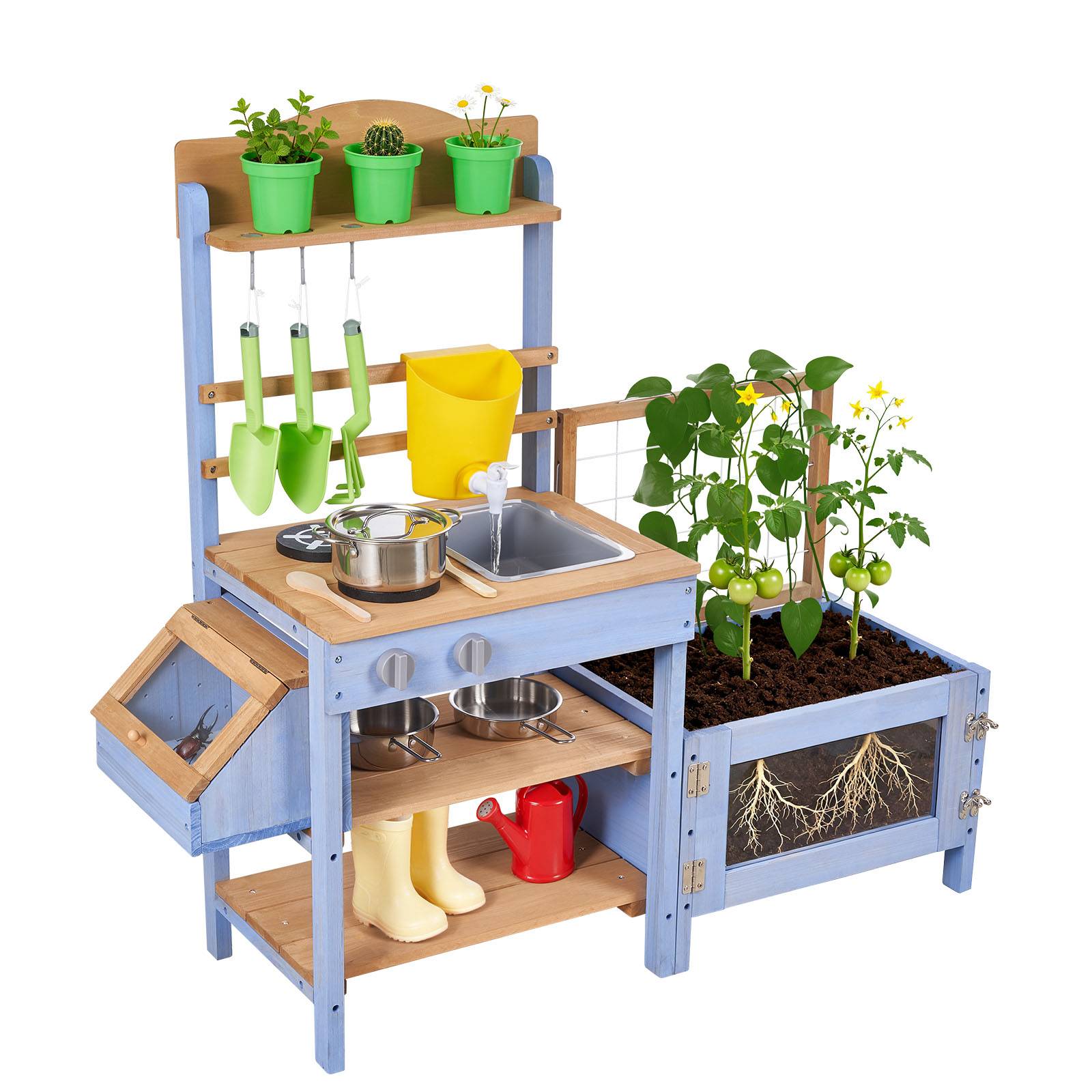 Vevor - VEVOR Cuisine à boue 99,5 cm pour enfant, bois de sapin, évier et réservoir d'eau, pots de plantation et accessoires inclus - Image 1