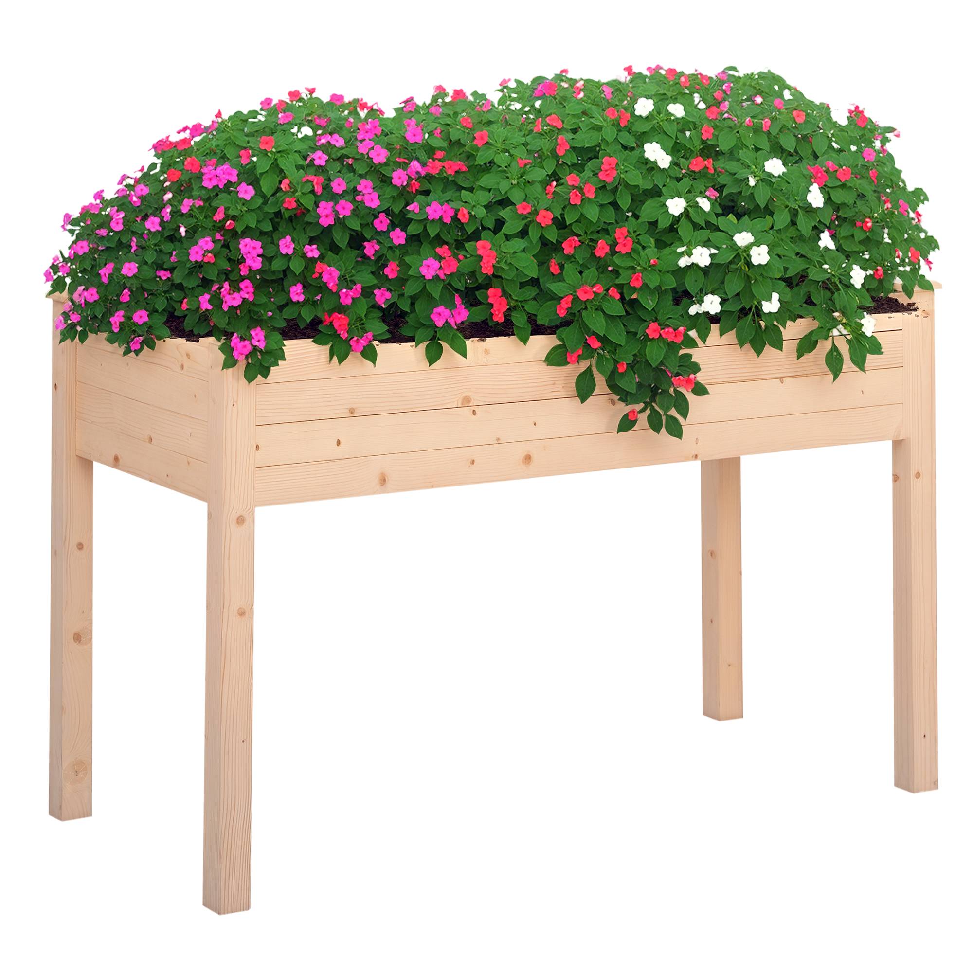 Jardinière sur Pieds Potager 122L x 56l x 76H cm Inserts d'irrigation + Feutre de Drainage Inclus Bois Massif