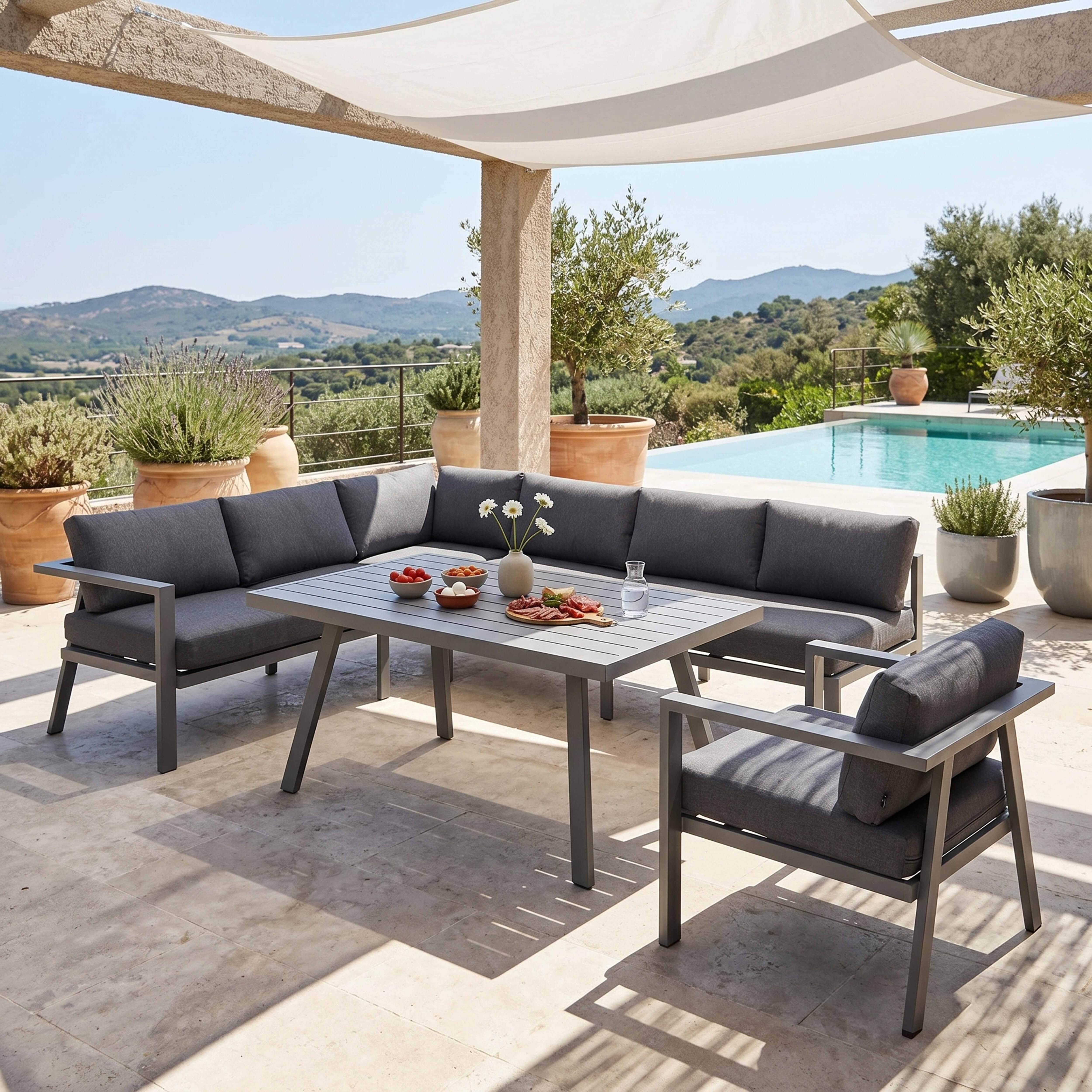Oviala - Salon de jardin 8 places en aluminium Saint Tropez - Oviala - Imagen 2