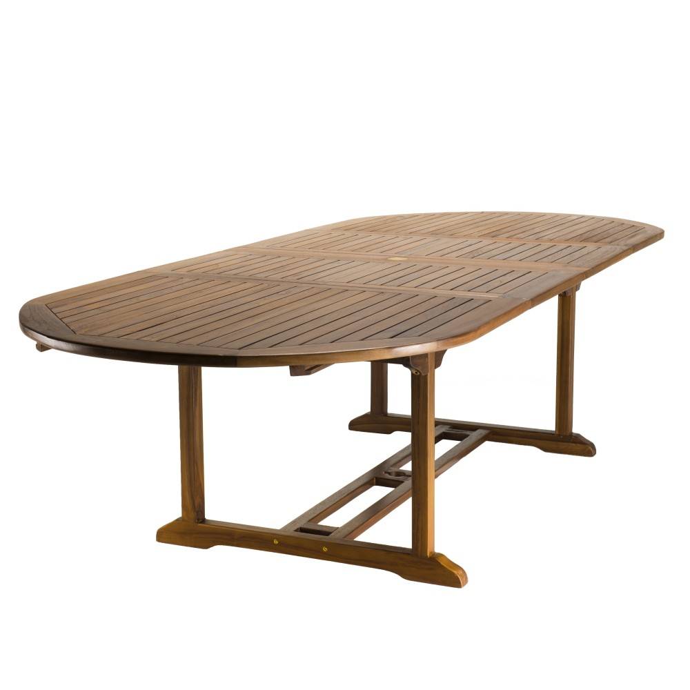 Macabane - MAEVA - Table de jardin ovale en bois teck huilé double ext. 200/300cm - Imagen 6