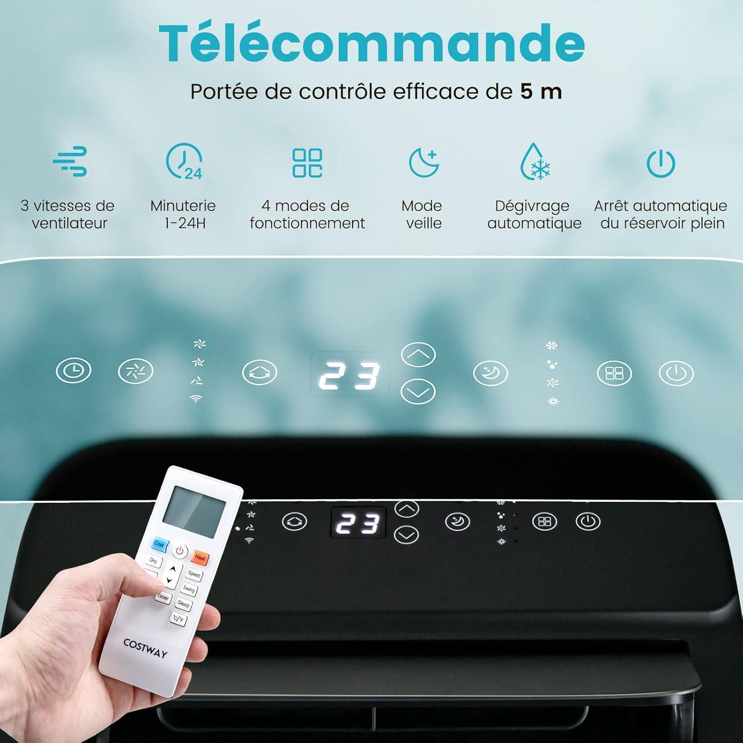 Climatiseur Mobile Silencieux 4 en 1 - 14000BTU [Classe Energétique A] - Image 4