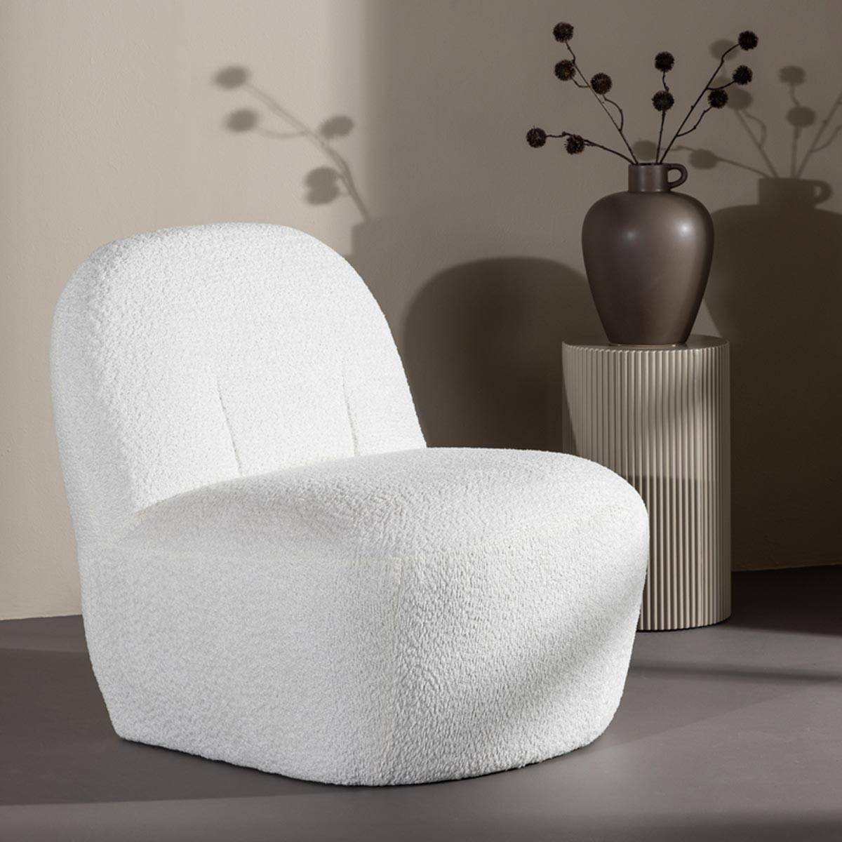 Paris Prix - Fauteuil Design en Tissu Bouclette "Mahla" 82cm Blanc - Image 7
